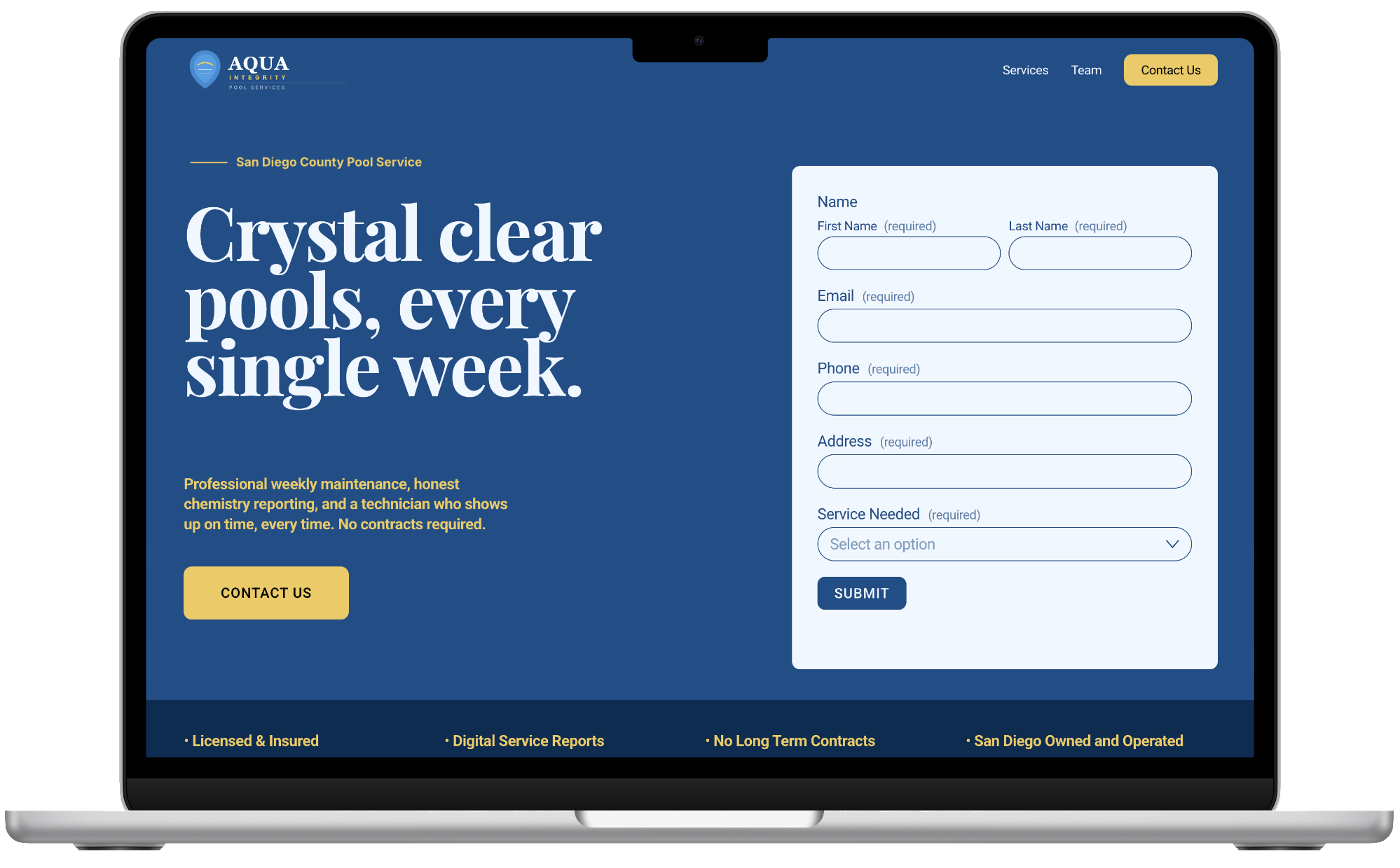 Aqua Integrity Pool Services website
