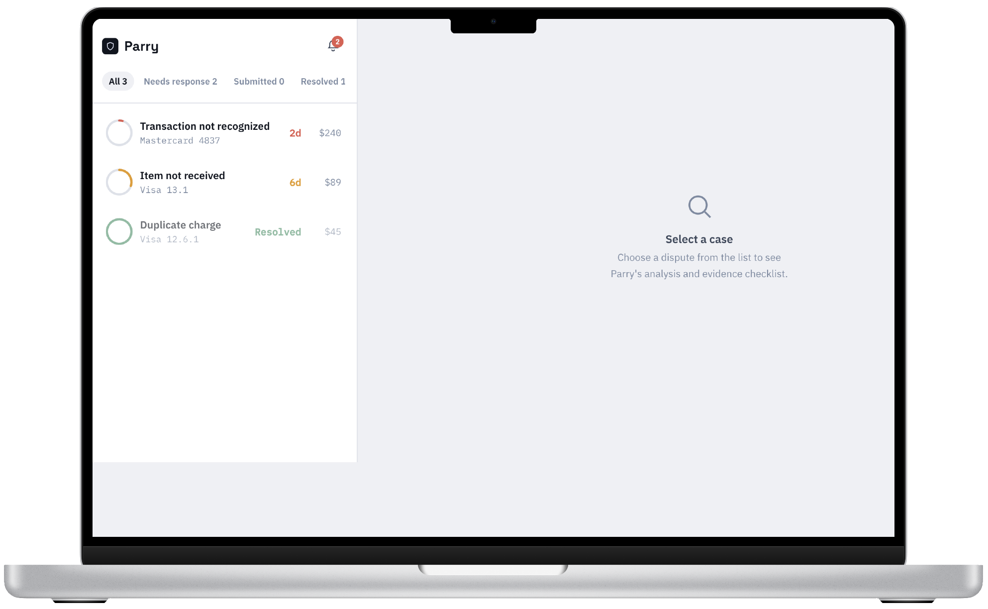 Parry dispute coach dashboard